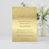Eleganter Gold Glitzer Bokeh Hochzeitsempfang Einladung (Stehend Vorderseite)
