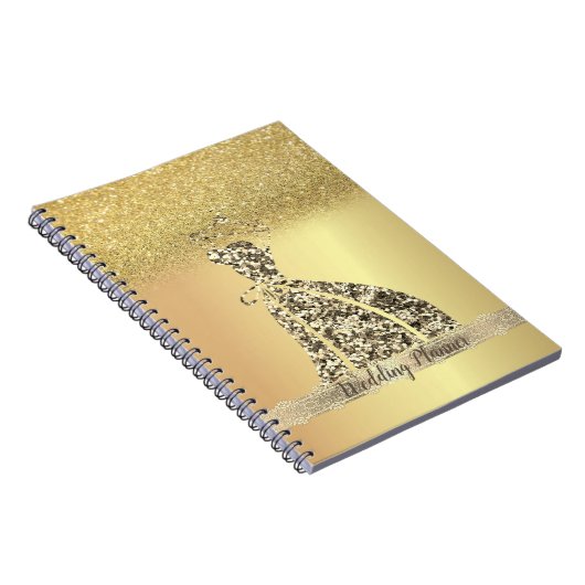 Eleganter Gold Glitzer Bokeh, Kleid, Spitze Notizblock (Rechte Seite)