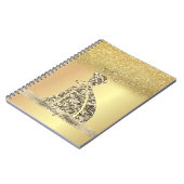 Eleganter Gold Glitzer Bokeh, Kleid, Spitze Notizblock (Linke Seite)