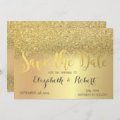 Eleganter Gold Glitzer Bokeh Save the Date (Vorne/Hinten)