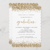 Eleganter Gold Glitzer Border Abschluss Einladung (Vorne/Hinten)