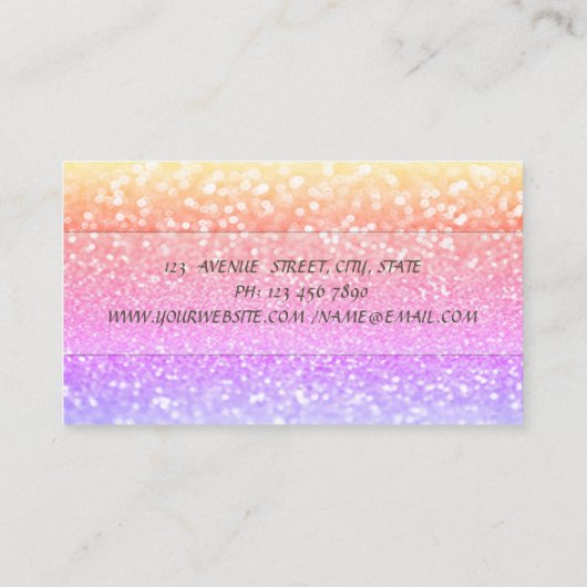 Eleganter Gold Glitzer Broom Bokeh Visitenkarte (Rückseite)