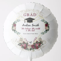 Eleganter Gold Glitzer Burgundy Red Floral Grad Ch