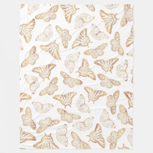 Eleganter Gold Glitzer Butterfly Fleecedecke (Vorderseite)