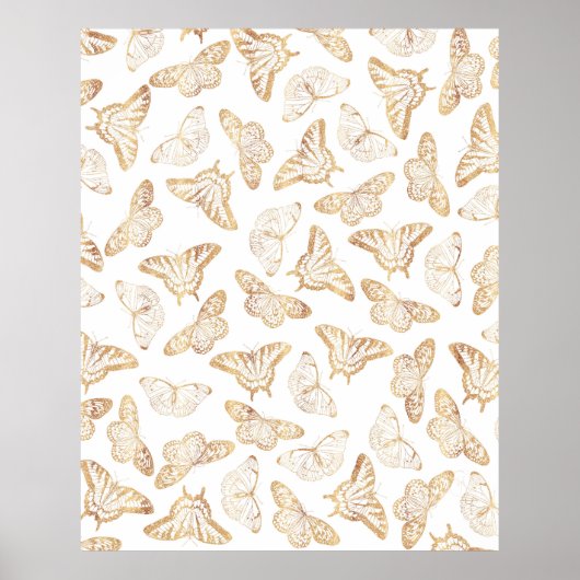 Eleganter Gold Glitzer Butterfly Poster (Vorne)