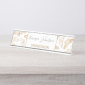 Eleganter Gold Glitzer Butterfly Schreibtischnamensplakette (Vorderseite )