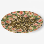 Eleganter Gold Glitzer Champagne Garden Wedding Pappteller (Schrägansicht)