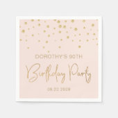 Eleganter Gold Glitzer Confetti 90. Geburtstagsblu Serviette (Vorderseite)