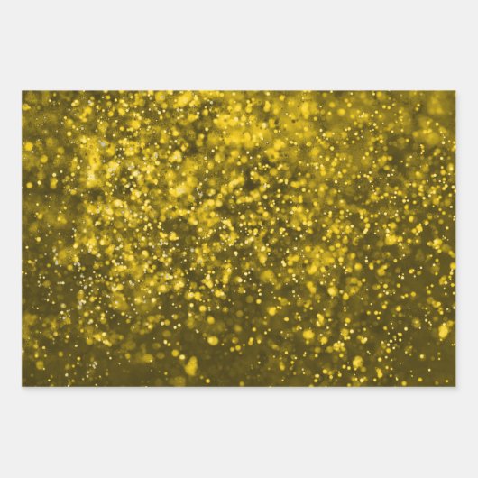Eleganter Gold Glitzer Confetti Muster Geschenkpapier Set (Vorderseite 3)