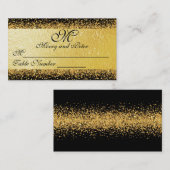 Eleganter Gold Glitzer Confetti Platzkarte (Vorne/Hinten)