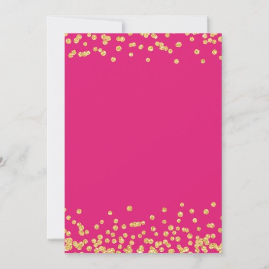 Eleganter Gold Glitzer Confetti Sweet 16 Hot Pink Einladung (Rückseite)