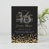 Eleganter Gold Glitzer Confetti Überraschung Sweet Einladung (Stehend Vorderseite)