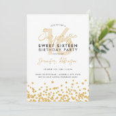 Eleganter Gold Glitzer Confetti Überraschung Sweet Einladung (Stehend Vorderseite)