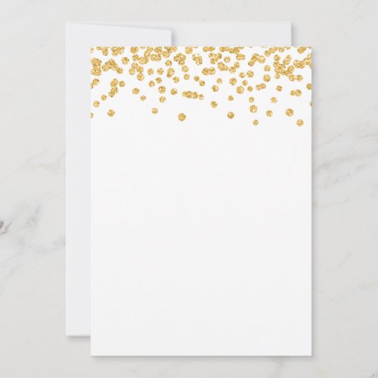 Eleganter Gold Glitzer Confetti Überraschung Sweet Einladung (Rückseite)