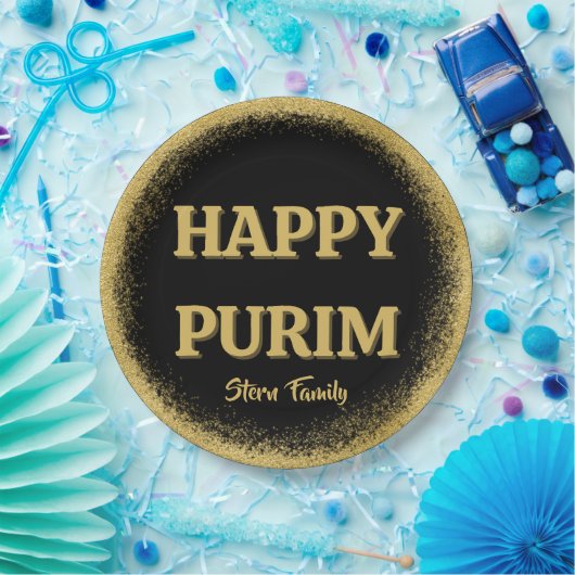 Eleganter Gold Glitzer Custom Happy Purim Pappteller (Party)