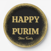Eleganter Gold Glitzer Custom Happy Purim Pappteller (Vorderseite)