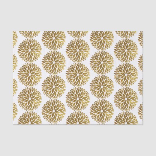 Eleganter Gold Glitzer Dahlia Blume auf Weiß Seidenpapier (Vorderseite)