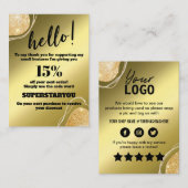 Eleganter Gold Glitzer Danke Einsteckkarte Visitenkarte (Vorne/Hinten)