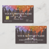 Eleganter Gold Glitzer, der die Black Credit Card Visitenkarte (Vorne/Hinten)