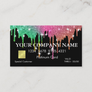 Eleganter Gold Glitzer, der die Black Credit Card Visitenkarte