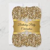 Eleganter Gold Glitzer Diamond Geburtstagsparty Einladung (Rückseite)