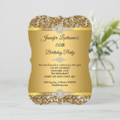 Eleganter Gold Glitzer Diamond Geburtstagsparty Einladung (Stehend Vorderseite)