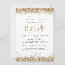 Eleganter Gold Glitzer Dreißigstes Party Einladung