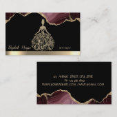 Eleganter Gold Glitzer Dress Burgundy Agate Visitenkarte (Vorne/Hinten)