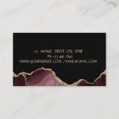 Eleganter Gold Glitzer Dress Burgundy Agate Visitenkarte (Rückseite)