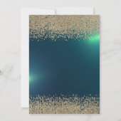 Eleganter Gold Glitzer Dress Green Save the Date (Rückseite)