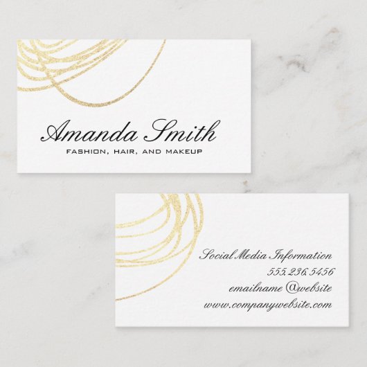 Eleganter Gold Glitzer Expressive Visitenkarte (Vorne/Hinten)