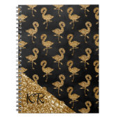 Eleganter Gold Glitzer Flamingo Muster Mit Monogra Notizblock (Vorderseite)