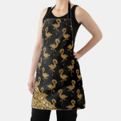 Eleganter Gold Glitzer Flamingo Muster Mit Monogra Schürze (InSitu)