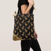 Eleganter Gold Glitzer Flamingo Muster Mit Monogra Tasche (Von Nahem)
