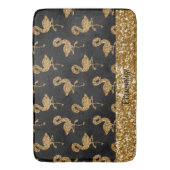 Eleganter Gold Glitzer Flamingo Muster Sparkle Gla Badematte (Vorderseite Vertikal)
