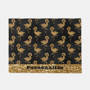 Eleganter Gold Glitzer Flamingo Muster Sparkle Gla Fußmatte