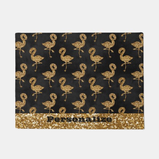 Eleganter Gold Glitzer Flamingo Muster Sparkle Gla Fußmatte (Vorderseite)