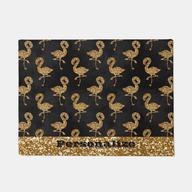 Eleganter Gold Glitzer Flamingo Muster Sparkle Gla Fußmatte (Vorderseite)