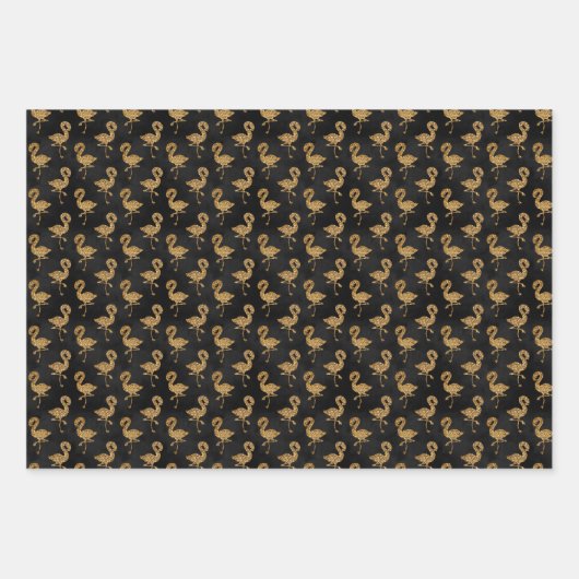 Eleganter Gold Glitzer Flamingo Muster Sparkle Gla Geschenkpapier Set (Vorderseite 3)