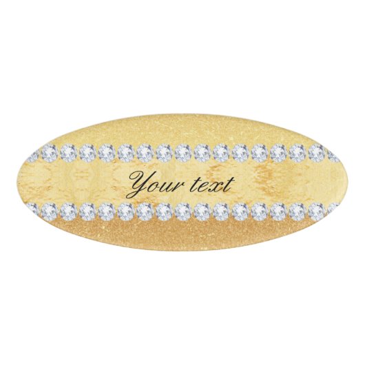 Eleganter Gold Glitzer Foil and Diamonds Namenschild (Vorderseite)