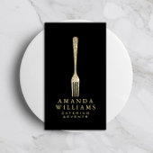 Eleganter Gold Glitzer Fork Catering Logo Black II Visitenkarte
