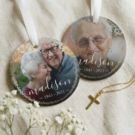 Eleganter Gold Glitzer Frame Foto Memorial Keepake Ornament