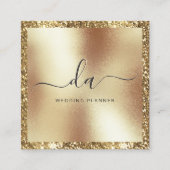 Eleganter Gold Glitzer Frame Monogram Modern Quadratische Visitenkarte (Vorderseite)