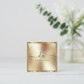 Eleganter Gold Glitzer Frame Monogram Modern Quadratische Visitenkarte (Stehend Vorderseite)