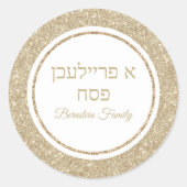 Eleganter Gold Glitzer Freilicher Pesach Pessach Runder Aufkleber (Vorderseite)