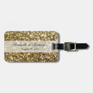 Eleganter Gold Glitzer gedruckte Hochzeit Gepäckanhänger