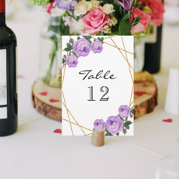 Eleganter Gold Glitzer Geo Lila Floral Table No Ankündigung