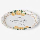 Eleganter Gold Glitzer Geo Orange Blumenzwiebeln Pappteller (Schrägansicht)