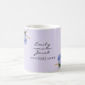 Eleganter Gold Glitzer Geometric Blue Floral Wed Kaffeetasse (Mittel)