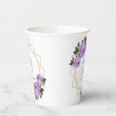 Eleganter Gold Glitzer Geometric Lila Floral Wed Pappbecher (Links)